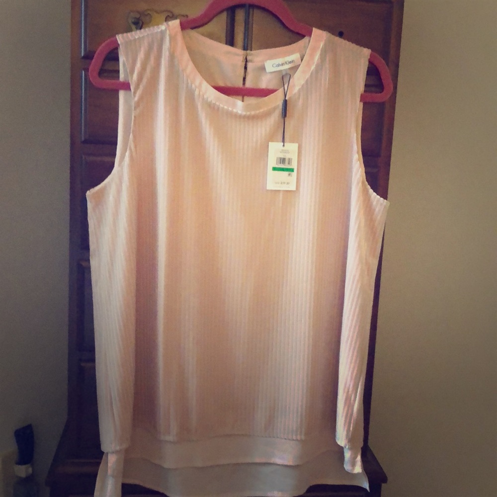 Sleeveless blush velvet and organdy top.
